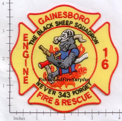 Virginia - Gainesboro Engine 16 Fire & Rescue Patch 343 Never Forget